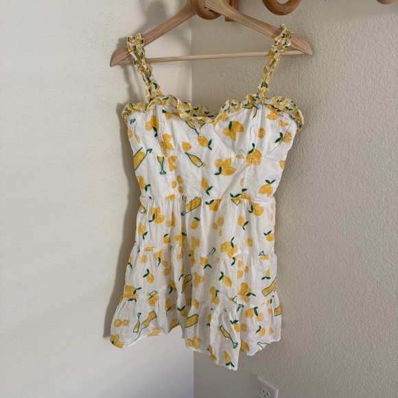 Show me your MUMU Jolene mini dress limoncello embroidery ruffled size M - Picture 3 of 11